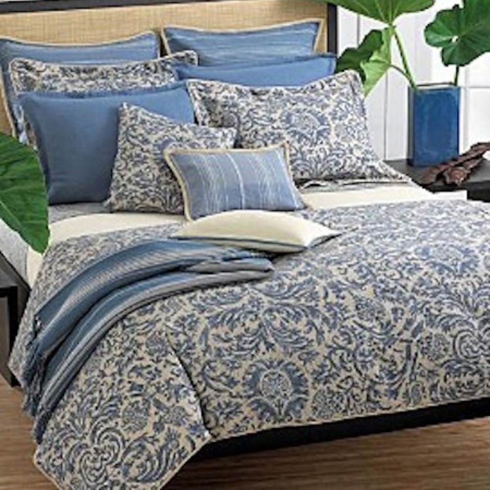 RALPH LAUREN LANDING LINEN STANDARD BLUE Pillow SHAM NWT